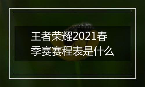 王者荣耀2021春季赛赛程表是什么