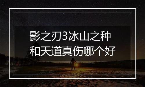 影之刃3冰山之种和天道真伤哪个好