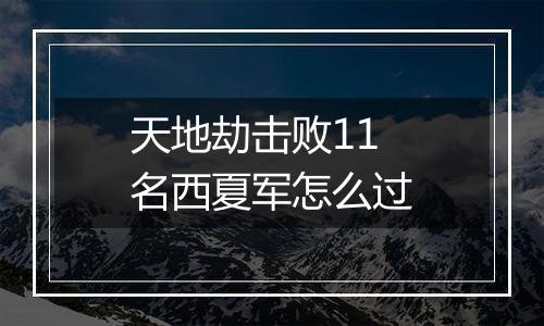 天地劫击败11名西夏军怎么过