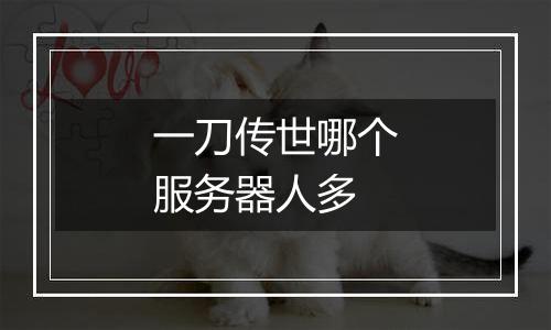 一刀传世哪个服务器人多