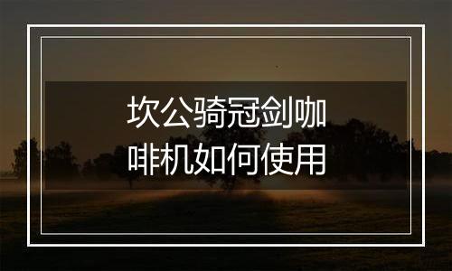 坎公骑冠剑咖啡机如何使用