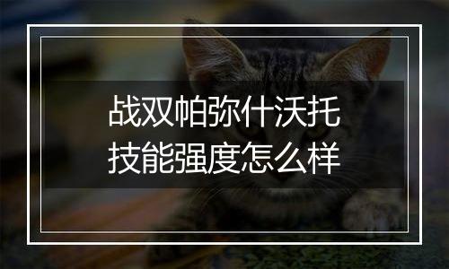 战双帕弥什沃托技能强度怎么样