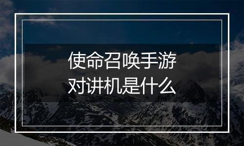 使命召唤手游对讲机是什么