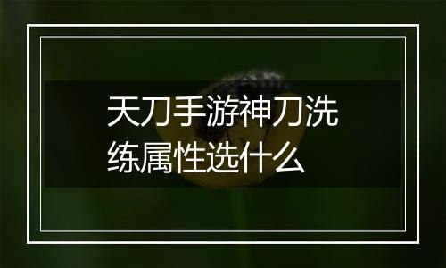 天刀手游神刀洗练属性选什么