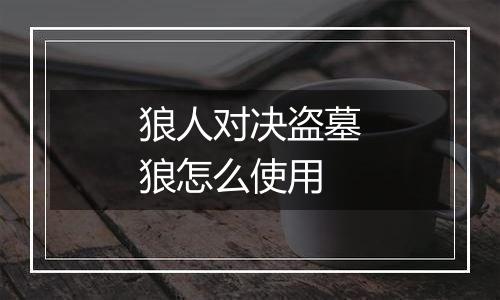 狼人对决盗墓狼怎么使用