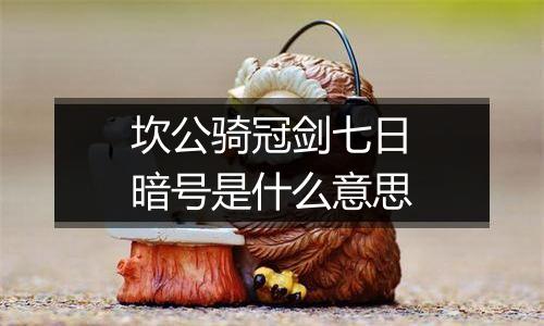 坎公骑冠剑七日暗号是什么意思