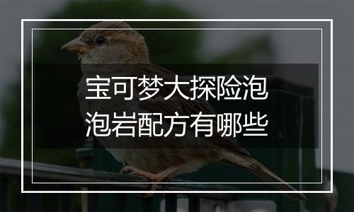 宝可梦大探险泡泡岩配方有哪些