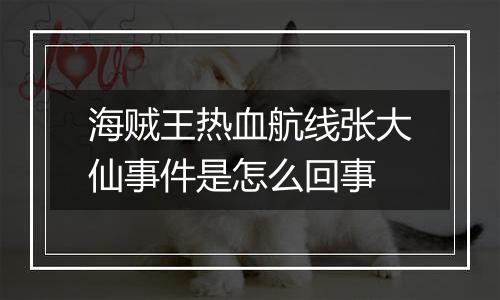 海贼王热血航线张大仙事件是怎么回事