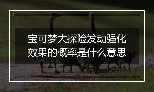 宝可梦大探险发动强化效果的概率是什么意思