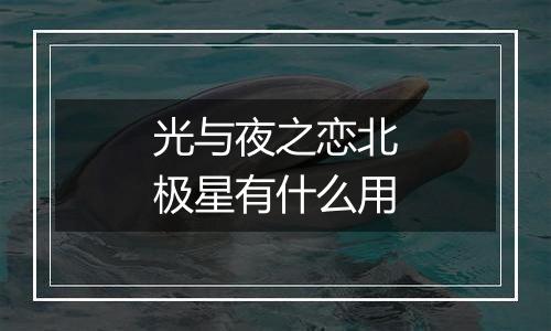 光与夜之恋北极星有什么用