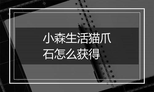 小森生活猫爪石怎么获得