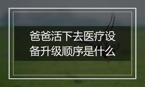 爸爸活下去医疗设备升级顺序是什么