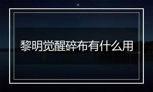 黎明觉醒碎布有什么用