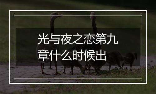 光与夜之恋第九章什么时候出