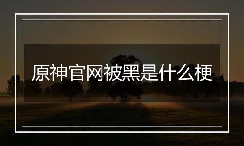 原神官网被黑是什么梗