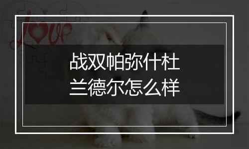 战双帕弥什杜兰德尔怎么样