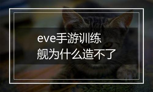 eve手游训练舰为什么造不了
