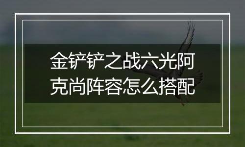 金铲铲之战六光阿克尚阵容怎么搭配