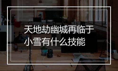 天地劫幽城再临于小雪有什么技能
