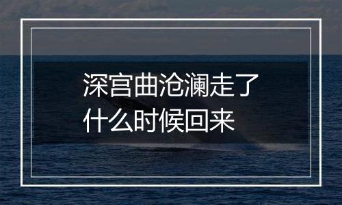 深宫曲沧澜走了什么时候回来