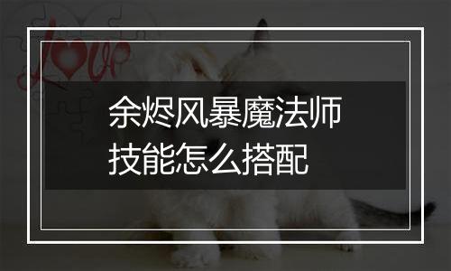 余烬风暴魔法师技能怎么搭配