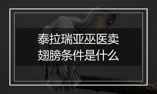 泰拉瑞亚巫医卖翅膀条件是什么