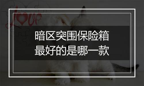 暗区突围保险箱最好的是哪一款