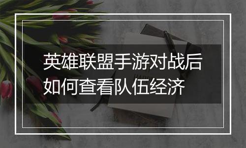 英雄联盟手游对战后如何查看队伍经济
