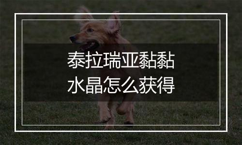 泰拉瑞亚黏黏水晶怎么获得