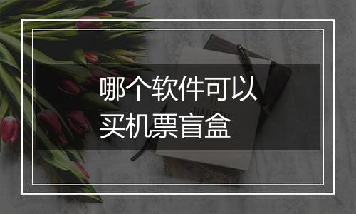 哪个软件可以买机票盲盒