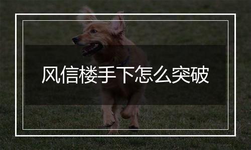 风信楼手下怎么突破