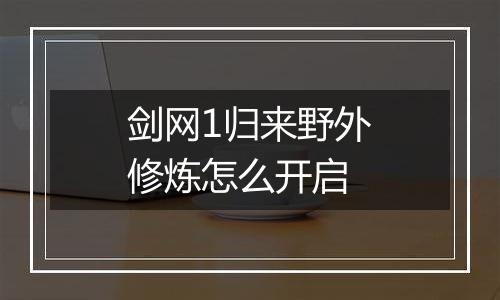 剑网1归来野外修炼怎么开启