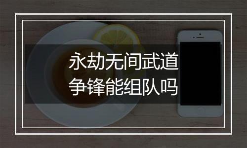 永劫无间武道争锋能组队吗