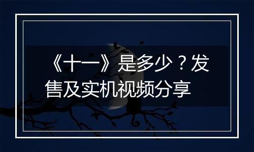 《十一》是多少？发售及实机视频分享
