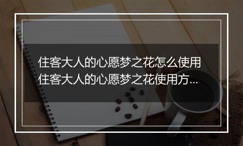 住客大人的心愿梦之花怎么使用 住客大人的心愿梦之花使用方法