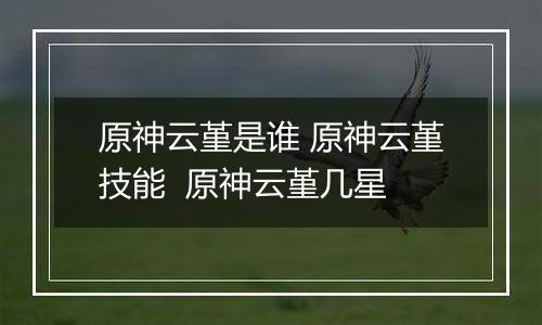 原神云堇是谁 原神云堇技能  原神云堇几星