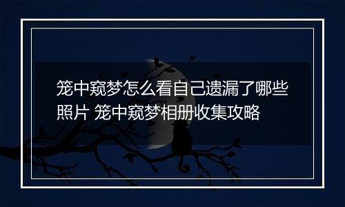 笼中窥梦怎么看自己遗漏了哪些照片 笼中窥梦相册收集攻略