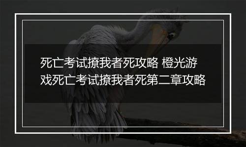 死亡考试撩我者死攻略 橙光游戏死亡考试撩我者死第二章攻略