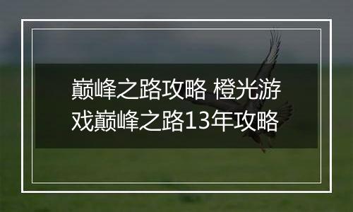 巅峰之路攻略 橙光游戏巅峰之路13年攻略