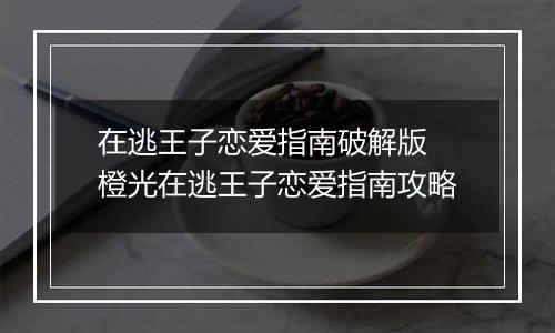 在逃王子恋爱指南破解版 橙光在逃王子恋爱指南攻略