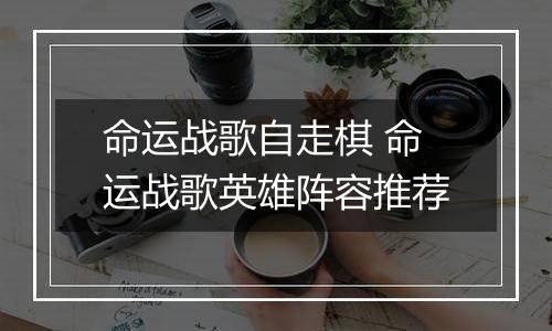 命运战歌自走棋 命运战歌英雄阵容推荐