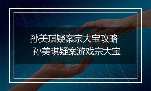 孙美琪疑案宗大宝攻略  孙美琪疑案游戏宗大宝