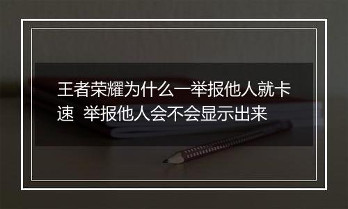 王者荣耀为什么一举报他人就卡速  举报他人会不会显示出来