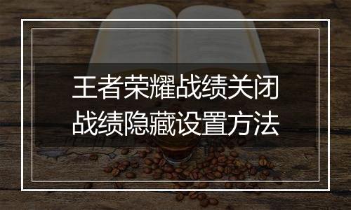王者荣耀战绩关闭战绩隐藏设置方法