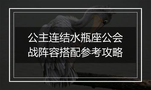 公主连结水瓶座公会战阵容搭配参考攻略