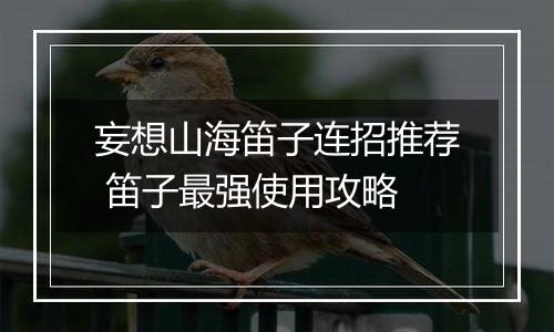 妄想山海笛子连招推荐 笛子最强使用攻略