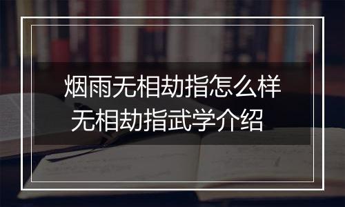烟雨无相劫指怎么样 无相劫指武学介绍