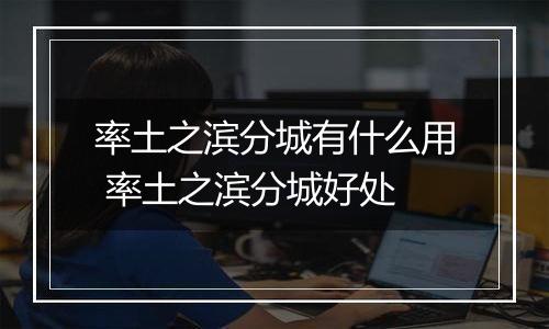 率土之滨分城有什么用 率土之滨分城好处