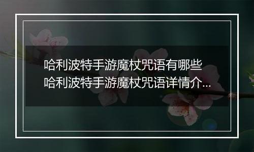 哈利波特手游魔杖咒语有哪些  哈利波特手游魔杖咒语详情介绍