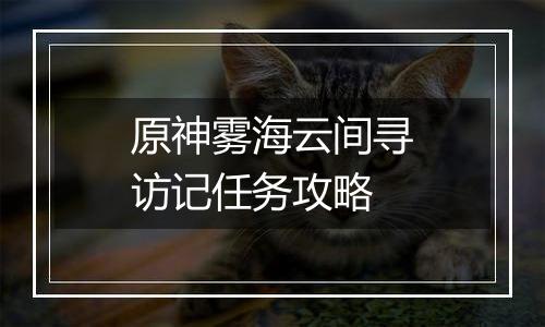 原神雾海云间寻访记任务攻略
